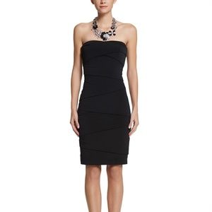 NWT WHBM Black Strapless Cocktail Mini Dress - 0